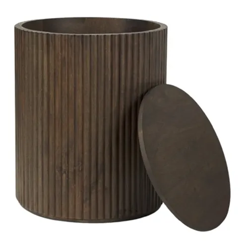 Round Fluted Side Table with Storage